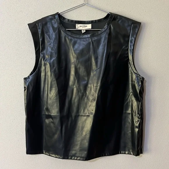 PORRIDGE Faux Leather Top via ANTHROPOLOGIE - Picture 3 of 6